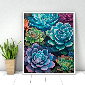 Succulent Plants Paint by Numbers DIY Kit: Acrylic Painting (16x20 inch)