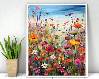 Wildflower Landscape Paint by Numbers Kit: DIY Acrylic Painting (16x20 in)