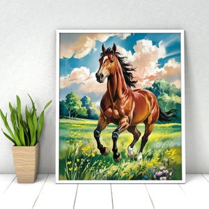 DIY Paint by Numbers Kit: Galloping Horse Acrylic Painting (16x20 in, Without Frame)