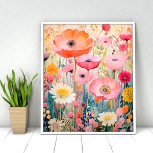 Floral Paint by Numbers Kit: DIY Acrylic Painting, Wall Art (16x20 in, Without Frame)