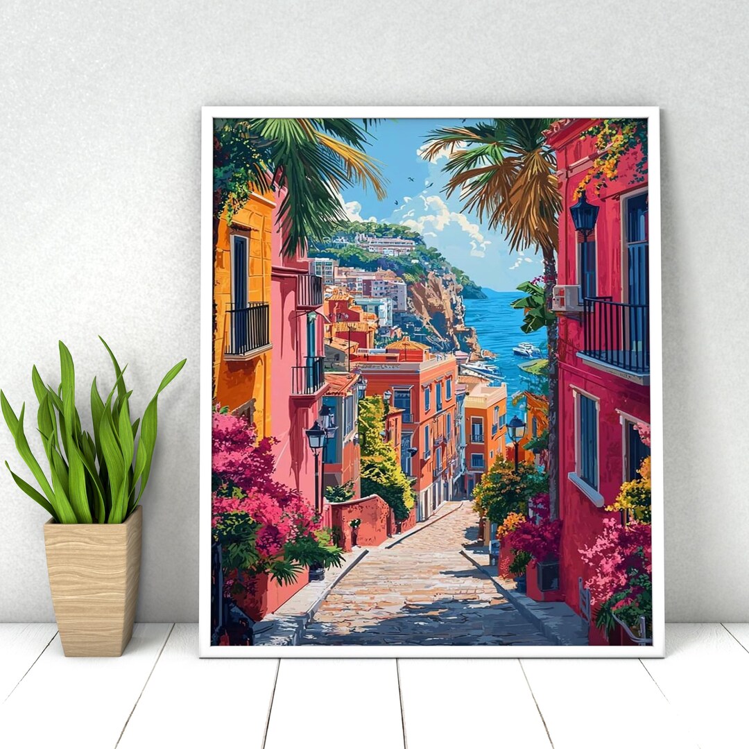 Paint by Numbers Kit: Seaside Coastal Town, DIY Acrylic Painting - Etsy