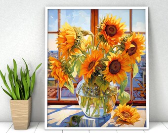Sunflower Paint by Numbers Kit: DIY Acrylic Painting, 16x20 Inch