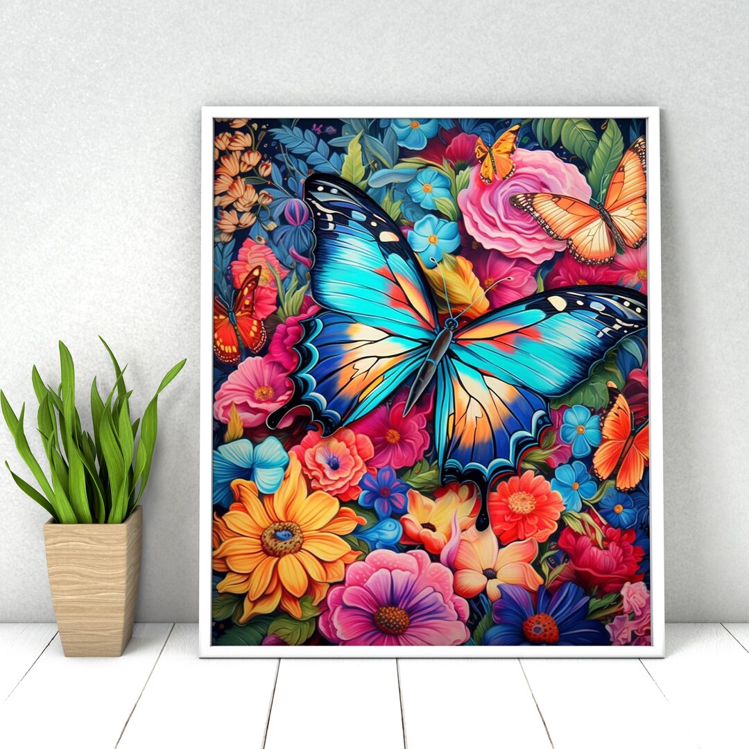 Colorful Butterfly Paint by Numbers DIY Kit - Acrylic Painting (16x20 ...
