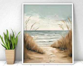 Seascape Paint by Numbers Kit, Ocean Beach Landscape, DIY Acrylic Painting, 16x20 in