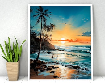 Sunset Beach Paint by Numbers Kit: DIY Acrylic Painting (16x20 in)