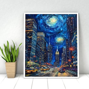 Paint by Numbers. DIY Kit for Adult. City Landscape Night New York. Paint it Yourself. Acrylic Painting.  Wall Art Decor.