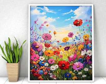 Paint by Numbers Kit: Wildflowers Landscape, DIY Acrylic Painting