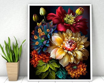 Flowers Paint by Numbers: DIY Kit for Adults (16x20 inches)