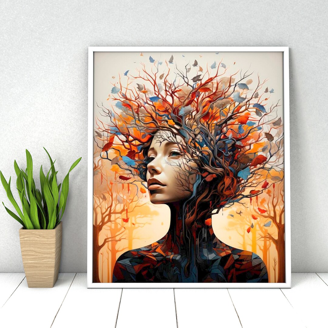 Woman Paint by Numbers. Abstract Woman Tree. DIY Kit for Adult. Paint ...