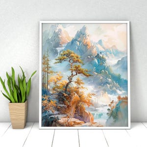 Mountain Landscape Paint by Numbers Kit: DIY Acrylic Painting, 16x20 inches