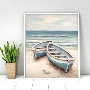 Paint by Numbers Sea. DIY Kit for Adult. Boats on the Ocean Beach. Paint it Yourself. Acrylic Painting. Home Decoration. Wall Art Decor.