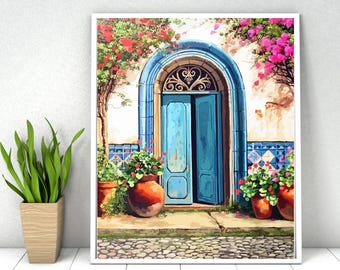 Floral Door Paint by Numbers Kit: DIY Acrylic Painting, Wall Art (16x20 in)