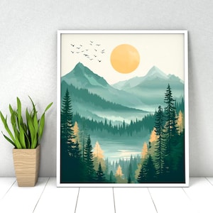 Forest Mountain Landscape Paint by Numbers Kit: DIY Acrylic Painting