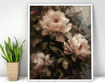 Flowers Paint by Numbers Kit: DIY Acrylic Painting, 16x20 Inches