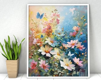 Flowers Paint by Numbers Kit: DIY Acrylic Painting, Wall Art (16x20 in)