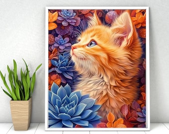Cat Paint by Numbers Kit: DIY Kit for Adult, Acrylic Painting