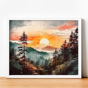 Sunset Mountain Landscape Paint by Numbers Kit: DIY Acrylic Painting