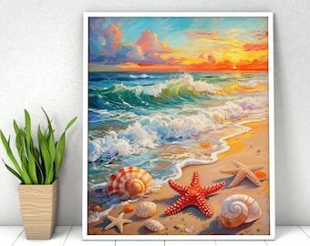 Ocean Paint by Numbers Kit: Landscape, DIY Acrylic Painting