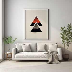 Abstract Geometric Art, Colorful, Minimalist Wall Art, Vibrant, Triangular, Elegant Triangles, landscape, Digital Art.