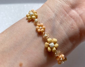 Handmade Beaded Bracelet with Floral Design