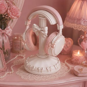 Support pour casque audio Bow (fichier STL) | Support pour casque audio Coquette | Décoration de coiffeuse | Cadeau pour audiophiles | Fichier d'impression 3D STL - Téléchargement numérique