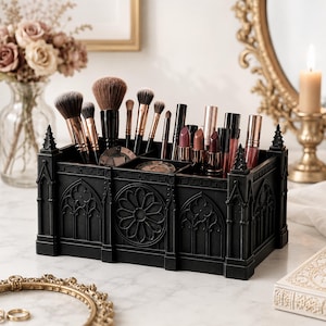 Gothic Make-up- und Schreibtisch-Organizer (STL-Datei) | Dark Academia Schminktisch | Pinselhalter | Gargoyle-Halter | 3D-Druckdatei (STL) – Digitaler Download