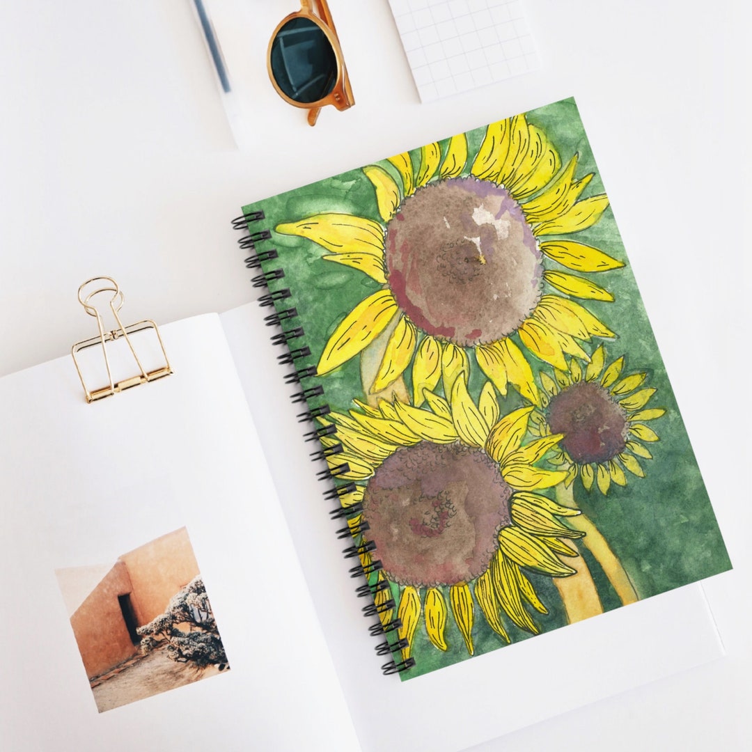 Spiral Notebook Sunflower Original Art Watercolor Sunflower Painting ...