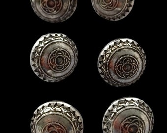 6xTrachtenknöpfe aus Metall 11-15mm Silber-Goldfarben,floral,blumen motiv,Oktoberfest,Metalltrachtenknöpfe,Edelweiß,vintage #11222620