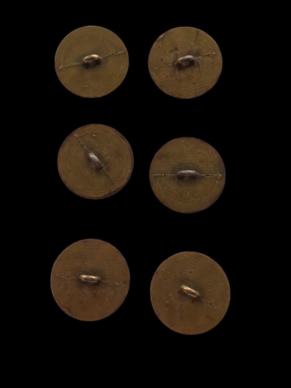 6x Buttons Old Copper Look Red Element Traditional Buttons