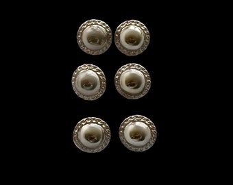 6x traditional buttons made of metal, silver-colored, size 16 mm, floral, flower motif, Oktoberfest, metal traditional buttons, edelweiss, vintage #11222158