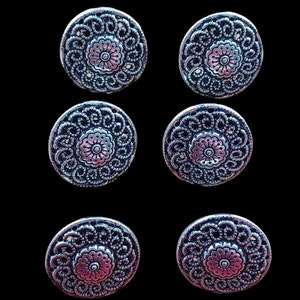 6x metal costume buttons, silver color size 18 mm, floral, flower motif, Oktoberfest, metal costume buttons, edelweiss button #1122105