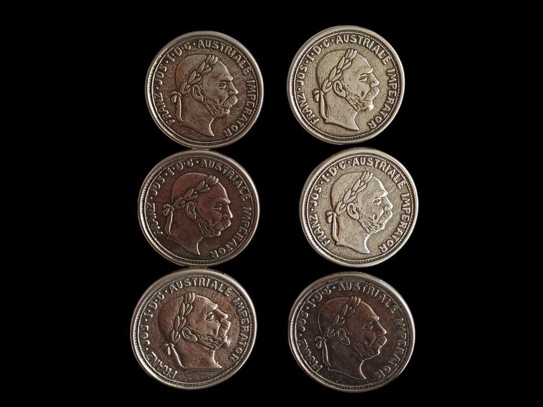 6x Traditional Buttons Franz Josef Coin Button Made of Metal 15,25,28 ...