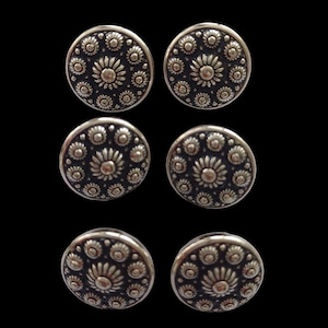 6 x traditional buttons made of metal, silver or gold, size 15 mm, floral, Oktoberfest, metal traditional buttons, crafts 11220176