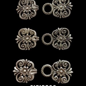 3 pairs of beautiful floral traditional dirndl hooks, dirndl clasps, bodice hooks GOLD or SILVER colors, Oktoberfest #21515566