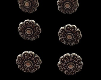 6xTrachtenknöpfe aus Metall 10mm Silberfarben,floral,blumen motiv,Oktoberfest,Metalltrachtenknöpfe,Edelweiß,vintage #11222989