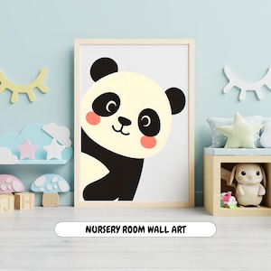 Adorable Panda Wall Art, Cute Nursery Digital Print, Baby Room Decor, Printable Kids Wall Art, Instant Download