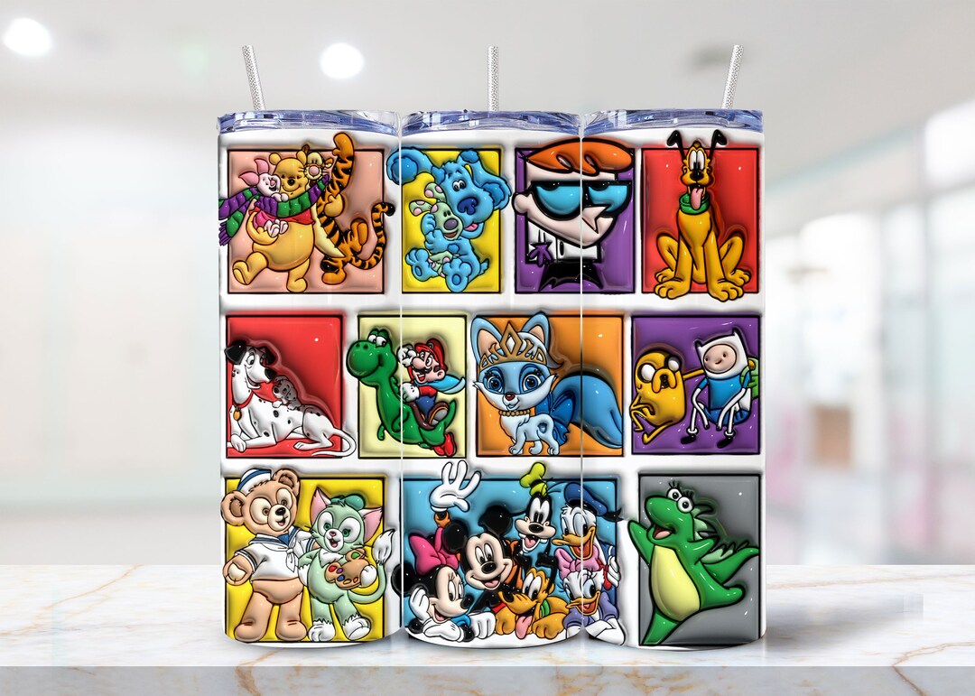 3D Inflated Cartoon Tumbler Wrap, Mouse Design Tumbler, 3D Puffy Magic ...