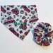 Christmas bandanas, red plaid,  Or red truck Personalized Dog Bandana and Scrunchie to match,  nice  stocking stuffer, Dog bandana