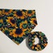 Christmas bandana, sunflowers Personalized Dog Bandana and Scrunchie to match,  sunflowers and birds, nice  stocking stuffer, Dog bandana