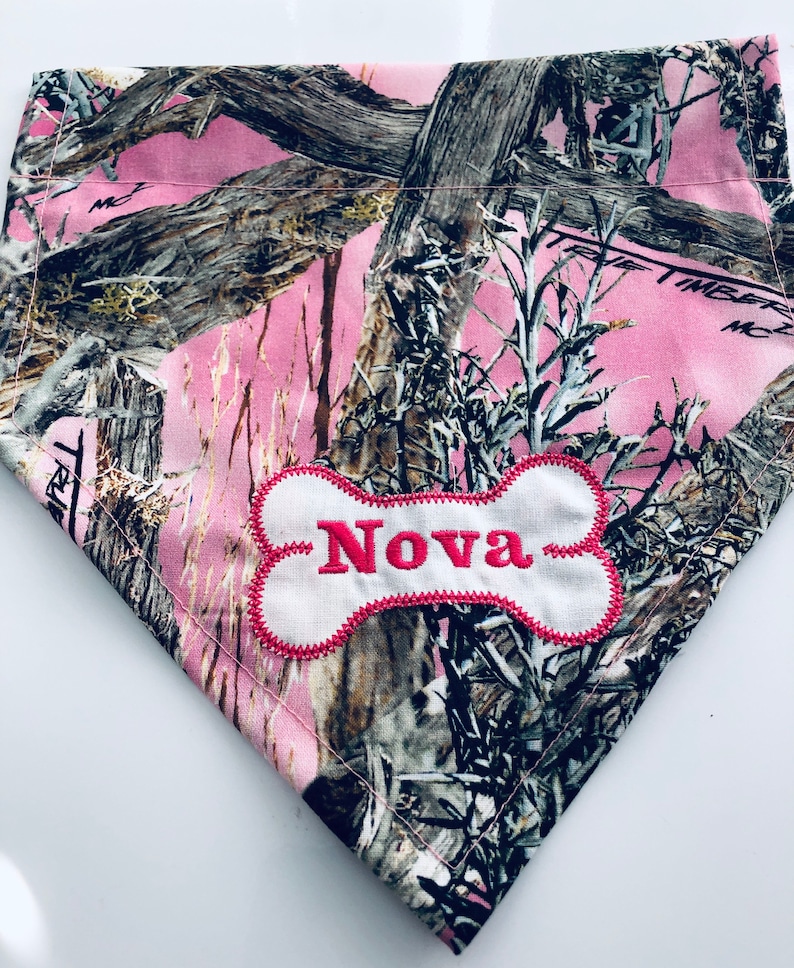 Pink Camouflaged Over the Collar Dog Bandana That Slips onto Their Existing Collar Size Extra Large Pink Camouflaged Over the Collar Dog Bandana That Slips onto Their Existing Collar Size Extra Large