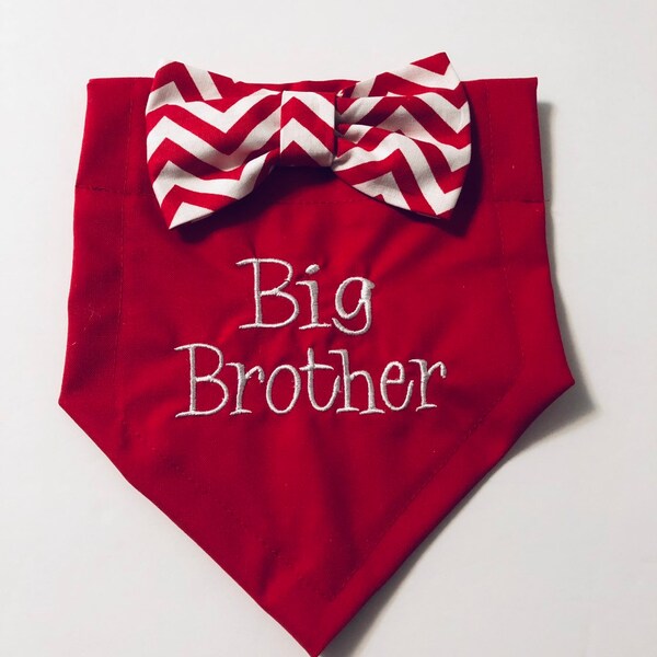 Big Brother dog bandana gender reveal, dog accessories and clothing, dog mom, dog dad,  photo shoot prop, slips through the collar