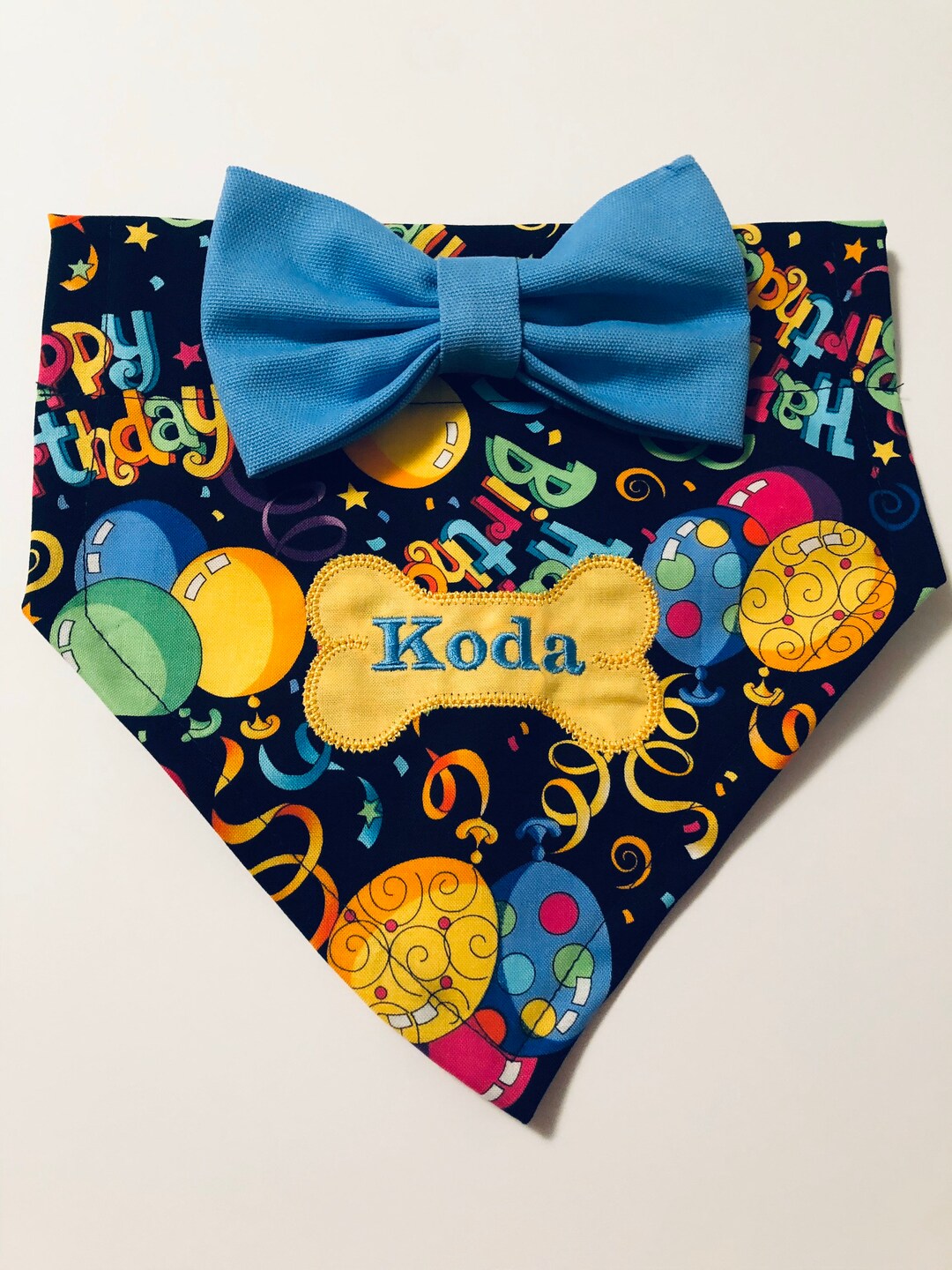 Birthday Dog Bandana Personalized Birthday Blue Bow Boy or Etsy