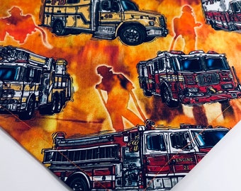 Fire Truck dog Bandana Personalized, firemen bandana, slides through the collar, dog dad, dog mom, dog accessories and clothing