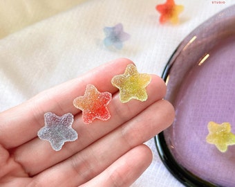 Colourful Star Earrings, Handmade Resin Star Earrings, Kawaii Earrings, Minimalist Stud Earrings, Perfect Birthday Gift Handmade Earrings