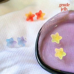 Colourful Star Earrings, Handmade Resin Star Earrings, Kawaii Earrings, Minimalist Stud Earrings, Perfect Birthday Gift Handmade Earring