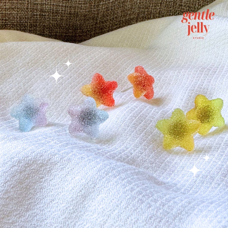 Colourful Star Earrings, Handmade Resin Star Earrings, Kawaii Earrings, Minimalist Stud Earrings, Perfect Birthday Gift Handmade Earring