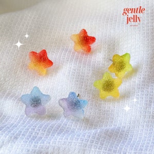 Colourful Star Earrings, Handmade Resin Star Earrings, Kawaii Earrings, Minimalist Stud Earrings, Perfect Birthday Gift Handmade Earring