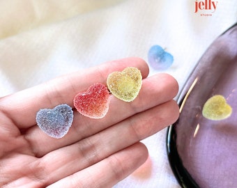 Handmade Colorful Resin Heart Stud Earrings: Kawaii Enamel Gift