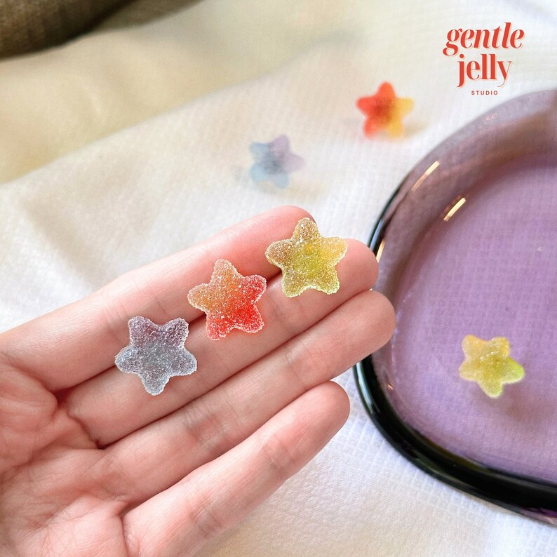 Colourful Star Earrings, Handmade Resin Star Earrings, Kawaii Earrings, Minimalist Stud Earrings, Perfect Birthday Gift Handmade Earring