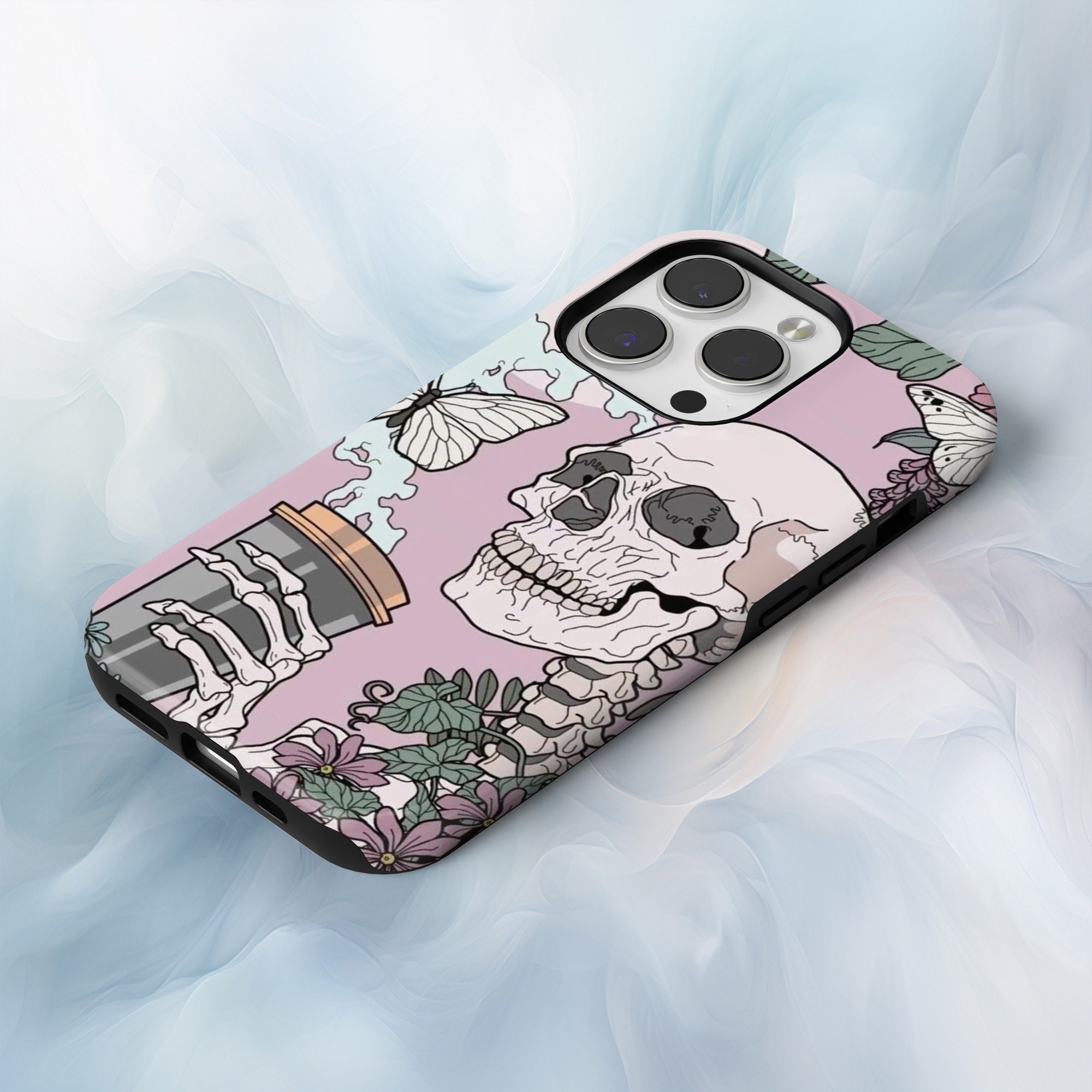 Aesthetic Skeleton Phone Case Skull Cover fit for iPhone 17 Pro Max, 16e,  15, 14, 12 Samsung S25 Ultra, S24 FE, A56, Pixel 10 XL, 9a,